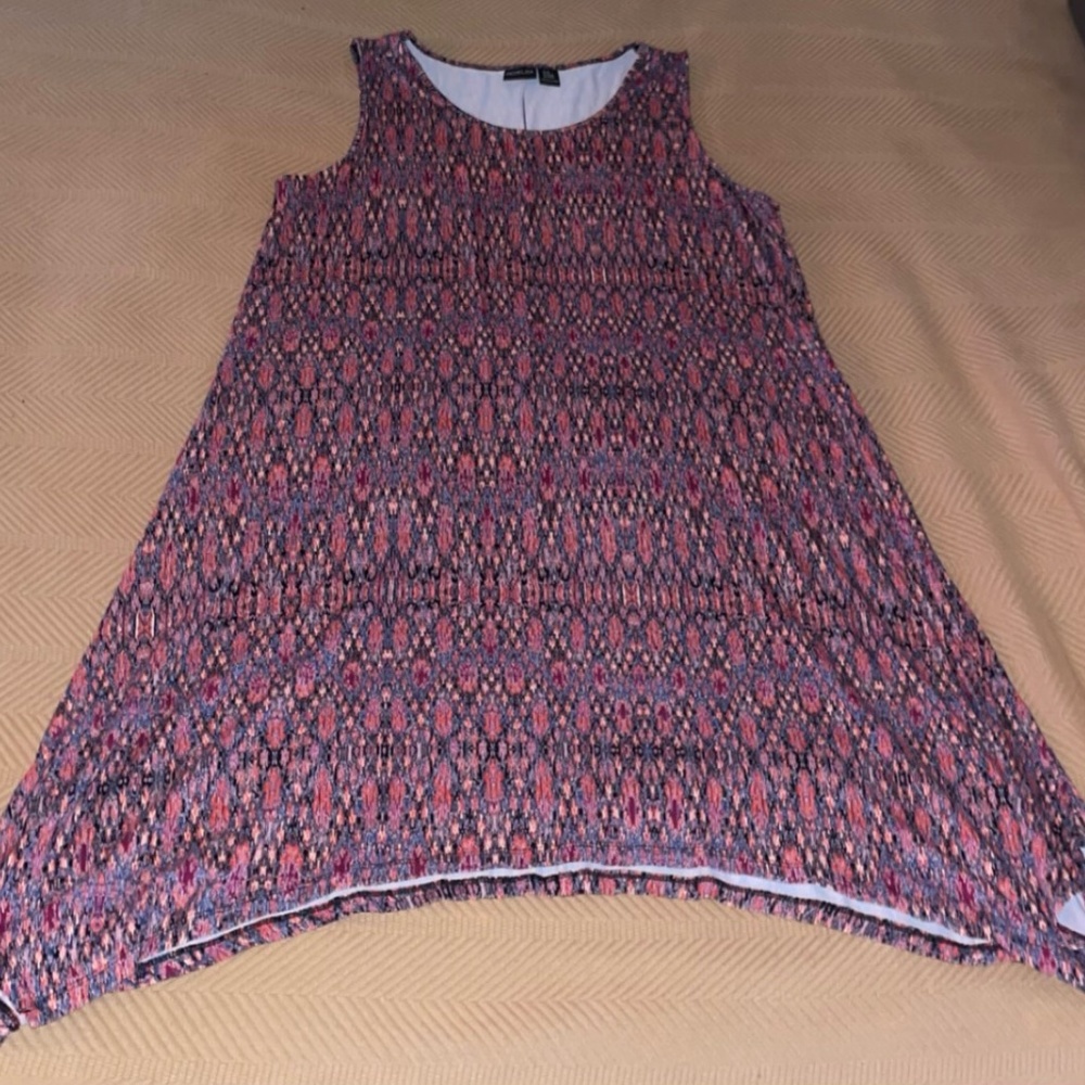 Women's Multicolored Long Sleeveless Dress with Slits Size 2X
